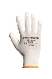 Guante de nylon blanco con poliuretano en palma y dedos 6645